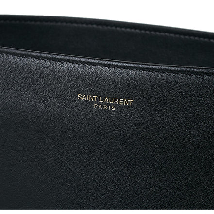 Saint Laurent Siena Ultra Lux Black Calf Leather Chain Shoulder Tote Bag available at Queen Bee of Beverly Hills