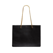 Saint Laurent Siena Ultra Lux Black Calf Leather Chain Shoulder Tote Bag available at Queen Bee of Beverly Hills