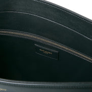 Saint Laurent Siena Ultra Lux Black Calf Leather Chain Shoulder Tote Bag available at Queen Bee of Beverly Hills