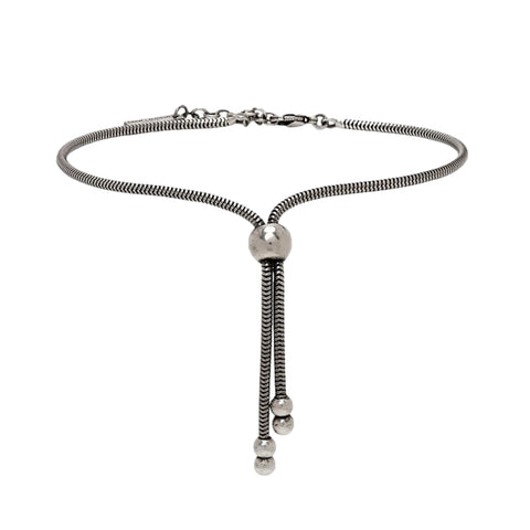 Saint Laurent Silver Bolo Tie Bracelet Large at_Queen_Bee_of_Beverly_Hills