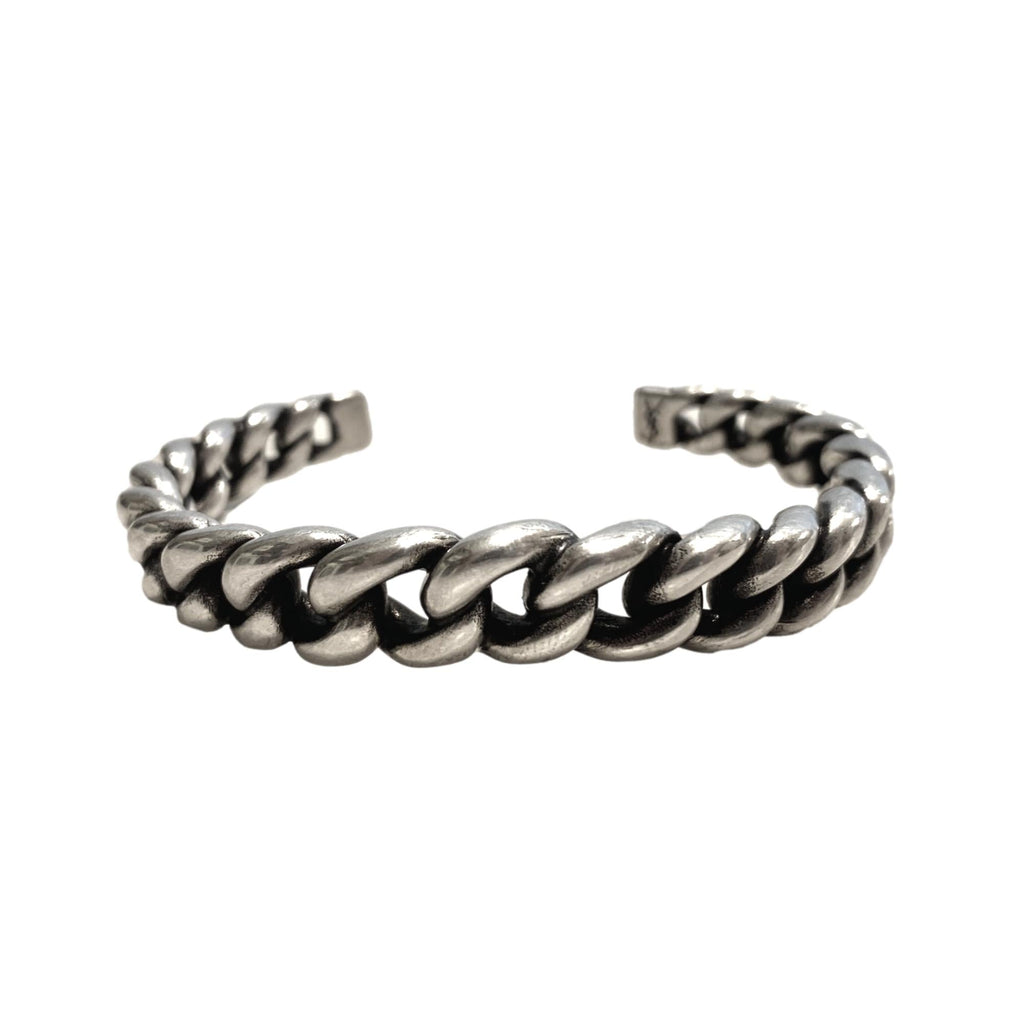 Saint Laurent Silver Gunmetal Chain Link Cuff at_Queen_Bee_of_Beverly_Hills