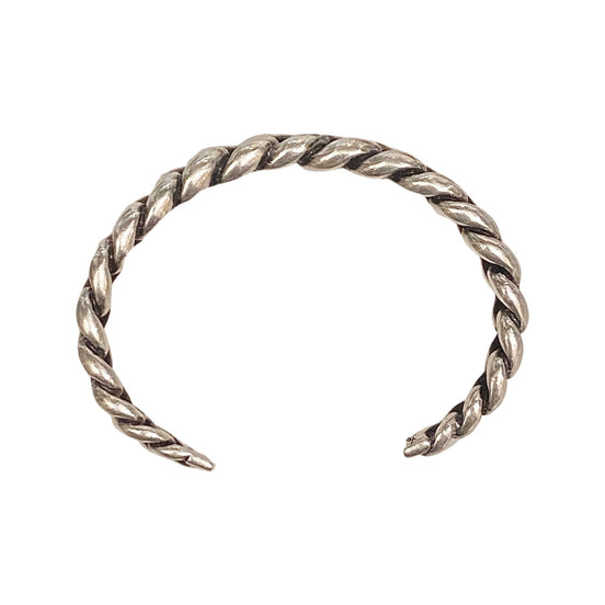 Saint Laurent Silver Gunmetal Chain Link Cuff Bracelet available at Queen Bee of Beverly Hills