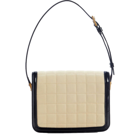 Saint Laurent YSL Solferino Ivory Quilted Suede Leather Shoulder Bag
