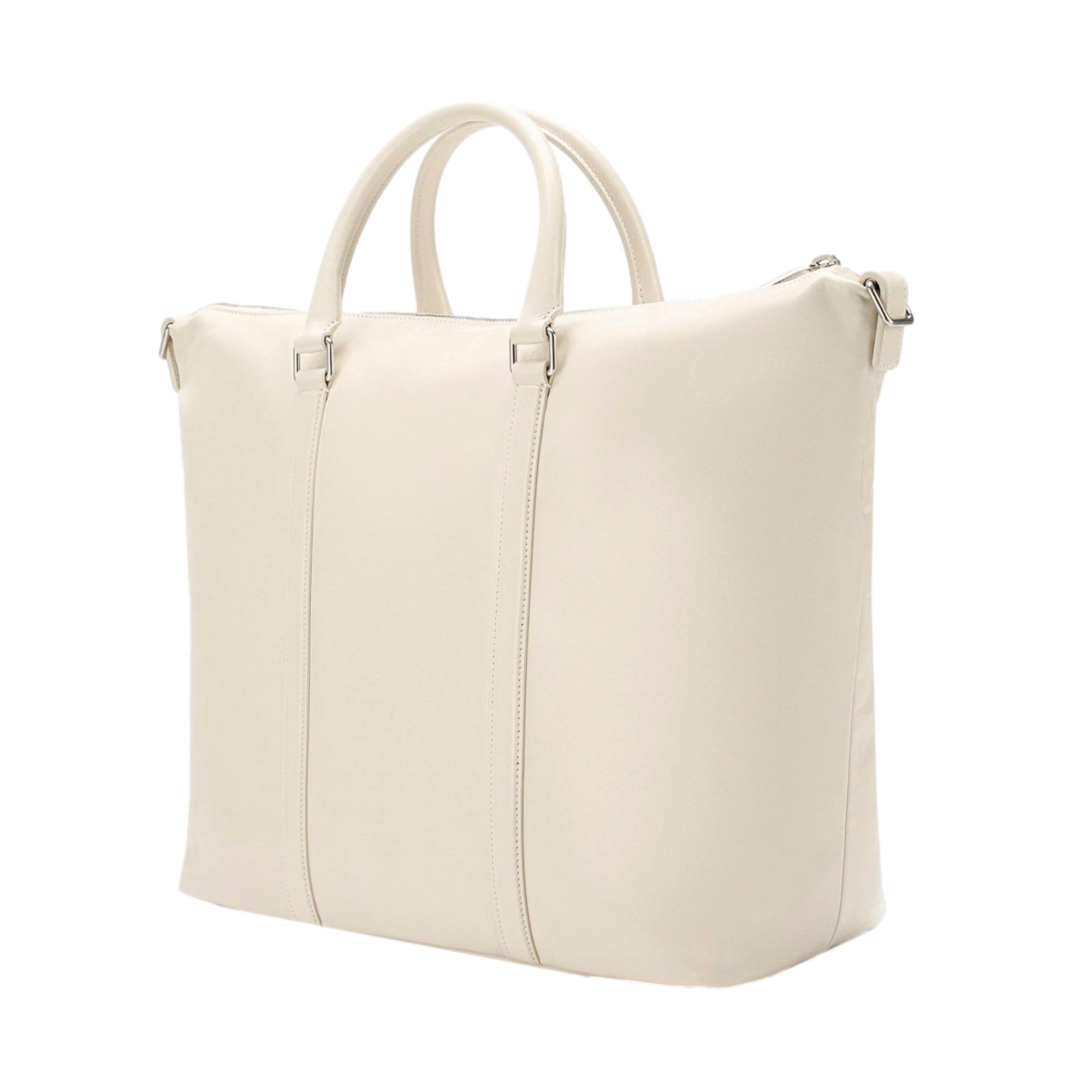 Saint Laurent Supple Ivory Calf Leather Large Convertible Tote Bag at_Queen_Bee_of_Beverly_Hills