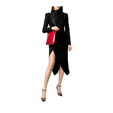 Saint Laurent Suzanne Red Patent Leather Small Chain Hobo Bag available at Queen Bee of Beverly Hills