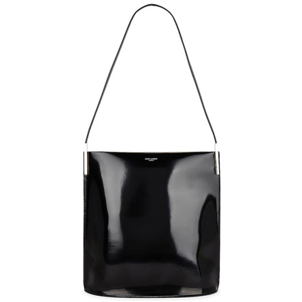Saint Laurent Black Patent Leather Shopping Tote Shoulder Bag sold at Queen Bee of Beverly Hills