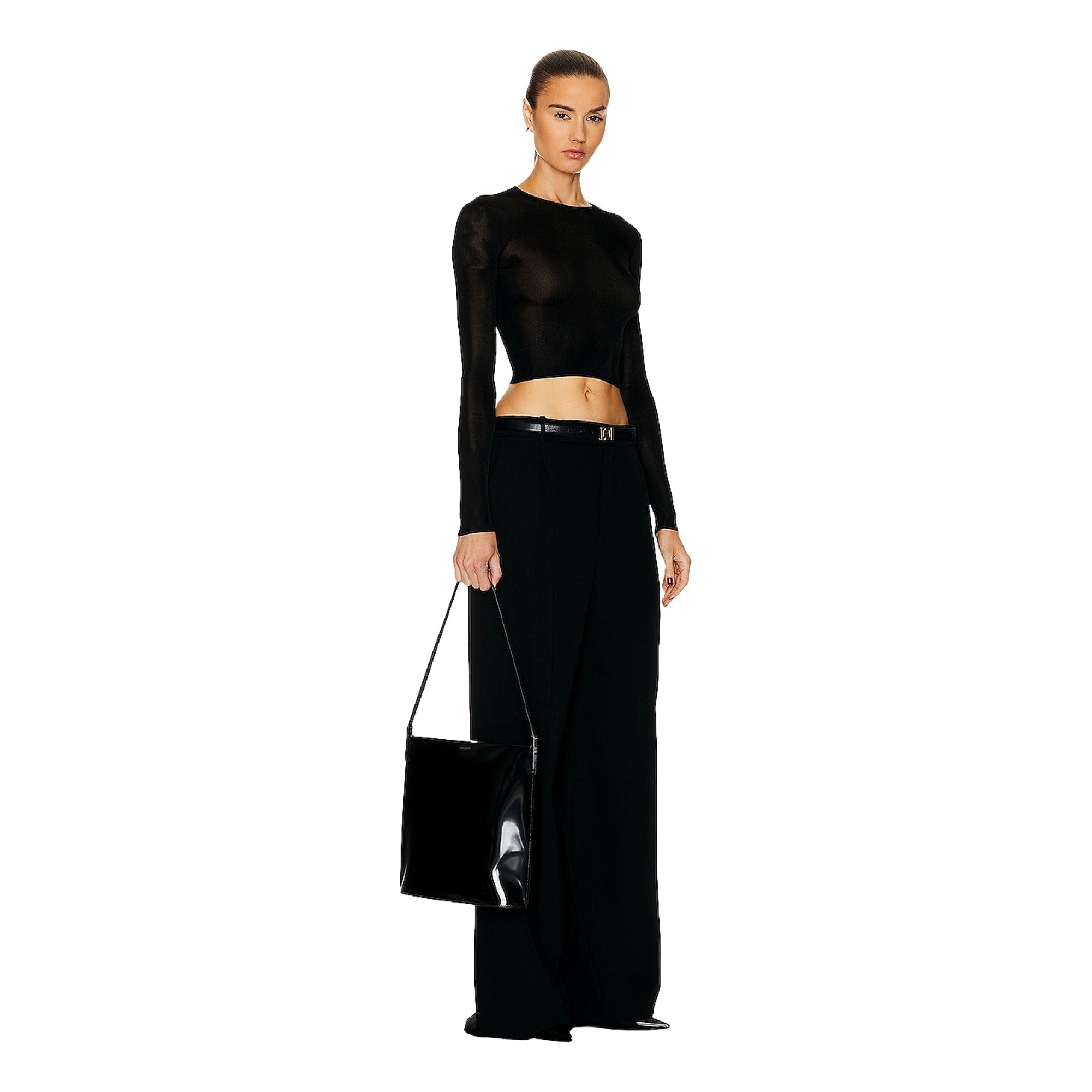 Saint Laurent Black Patent Leather Shopping Tote Shoulder Bag sold at Queen Bee of Beverly Hills