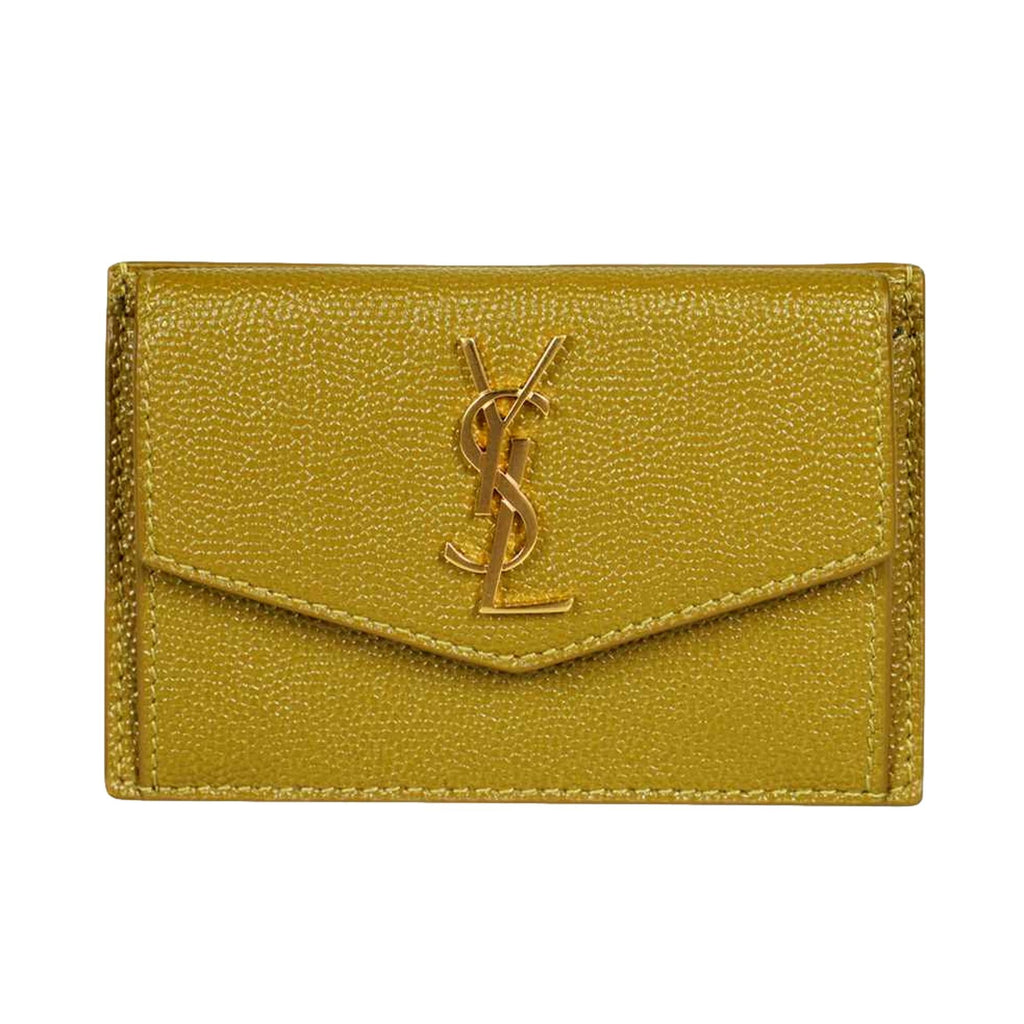 Saint Laurent Uptown Yellow Grain Leather Card Holder 582305 – Queen Bee of  Beverly Hills