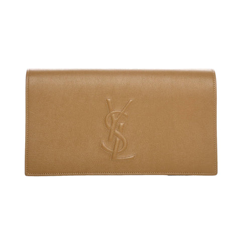 Saint Laurent YSL Belle de Jour Beige Leather Large Clutch Bag 568937 at_Queen_Bee_of_Beverly_Hills