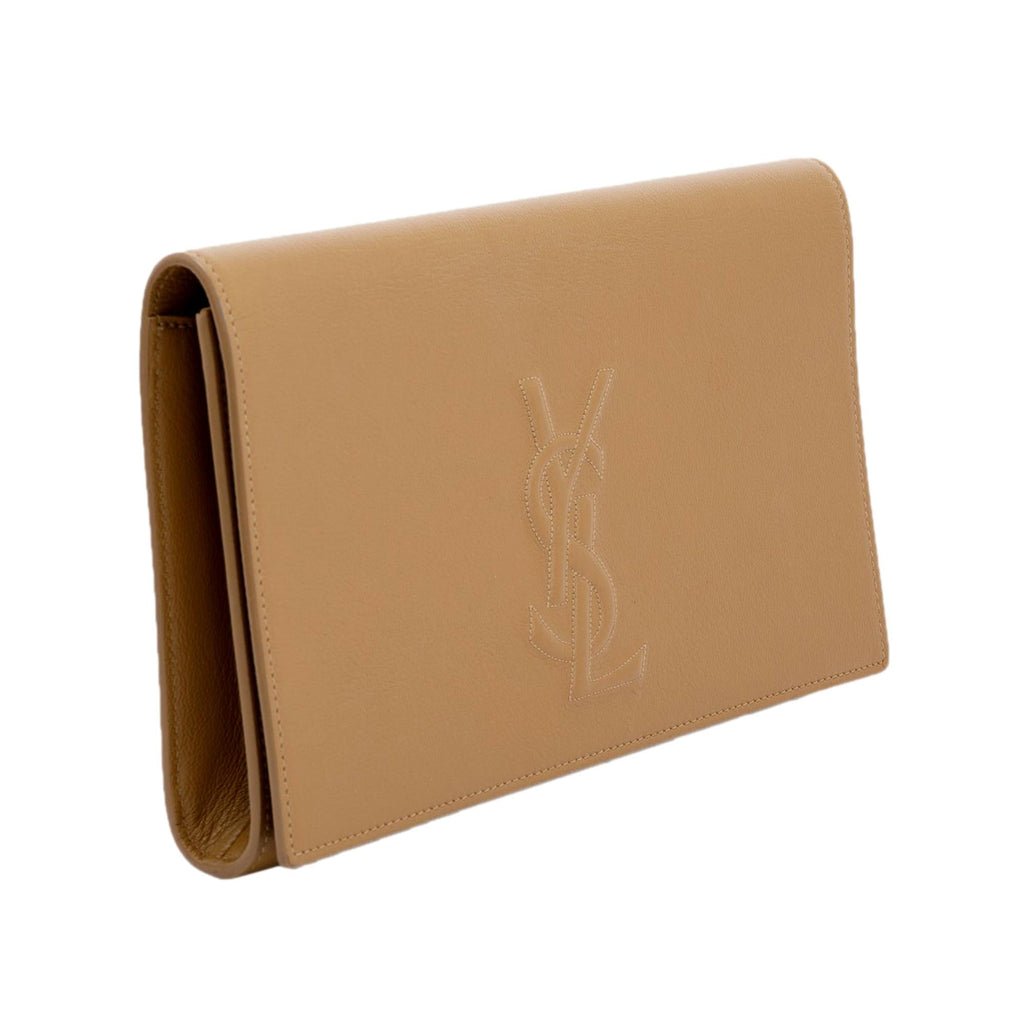 NWT Saint Laurent YSL Belle de Jour Beige Leather Large Clutch Bag 568937