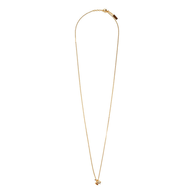 Saint Laurent YSL Logo Long Opyum Twist Necklace Gold available at Queen Bee of Beverly Hills