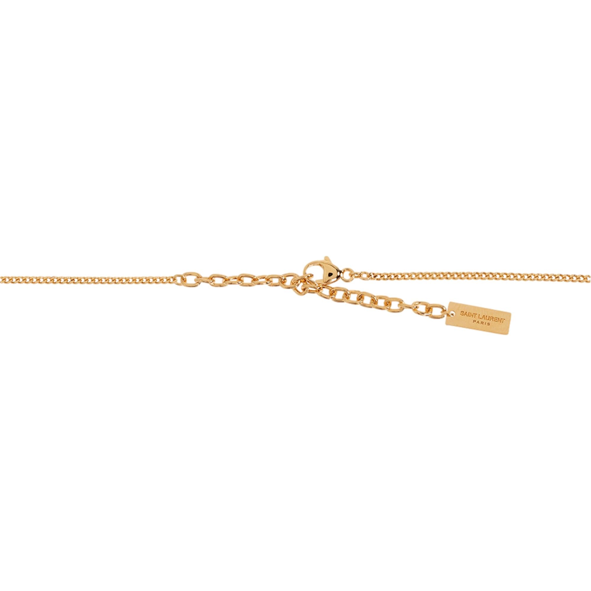 Saint Laurent YSL Logo Long Opyum Twist Necklace Gold available at Queen Bee of Beverly Hills