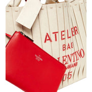 Valentino Garavani 05 Plisse Edition Sac Atelier Large Canvas Tote Bag available at Queen Bee of Beverly Hills