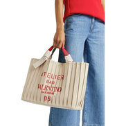 Valentino Garavani 05 Plisse Edition Sac Atelier Large Canvas Tote Bag available at Queen Bee of Beverly Hills