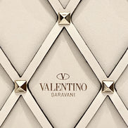 Valentino Garavani Beehive Lattice Ivory Studded Leather Crossbody Tote available at Queen Bee of Beverly Hills