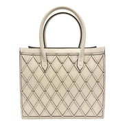 Valentino Garavani Beehive Lattice Ivory Studded Leather Crossbody Tote available at Queen Bee of Beverly Hills