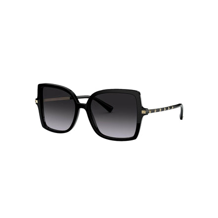 Valentino Garavani Black Studded Acetate and Titanium Sunglasses Size 56 available at Queen Bee of Beverly Hills