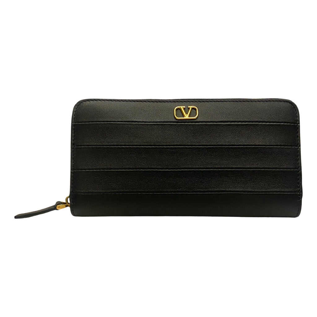 Valentino Garavani Diary Lines Black Leather Zip-Around Long Wal – Queen Bee of Beverly Hills