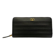Valentino Garavani Diary Lines Black Grain Leather Zip-Around Long Wallet available at Queen Bee of Beverly Hills