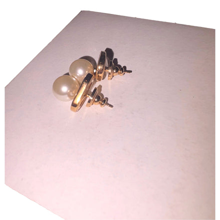 Valentino Garavani Ovalette Gold Pearl Drop Earrings available at Queen Bee of Beverly Hills