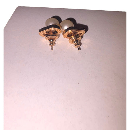 Valentino Garavani Ovalette Gold Pearl Drop Earrings available at Queen Bee of Beverly Hills