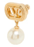Valentino Garavani Ovalette Gold Pearl Drop Earrings available at Queen Bee of Beverly Hills