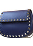 Valentino Garavani Rockstud Blue Leather Small Chain Crossbody Bag available at Queen Bee of Beverly Hills