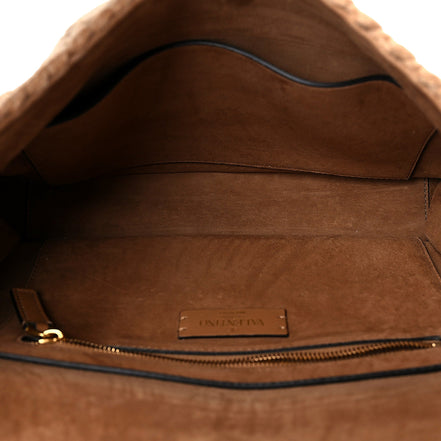 Valentino Garavani Roman Stud Large Shoulder Bag Brown Knit Cashmere available at Queen Bee of Beverly Hills