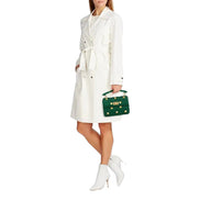 Valentino Garavani Roman Stud Medium Shoulder Bag Metallic Green Lurex available at Queen Bee of Beverly Hills
