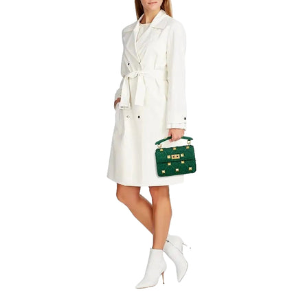 Valentino Garavani Roman Stud Medium Shoulder Bag Metallic Green Lurex available at Queen Bee of Beverly Hills