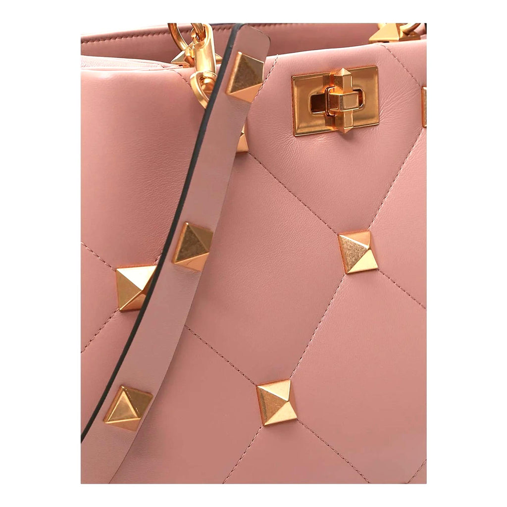Valentino Garavani Pink Small Roman Stud Top Handle Bag