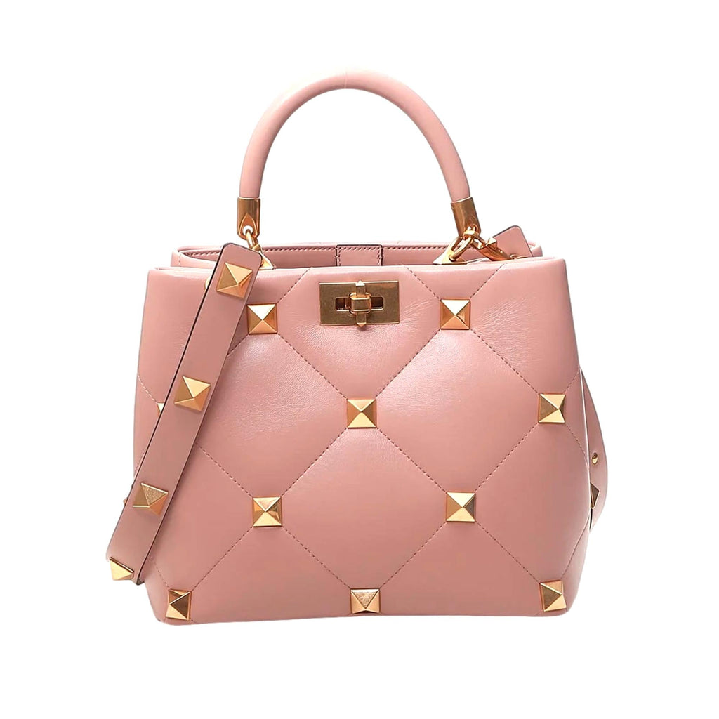 Valentino Garavani Small Rockstud Leather Top Handle Bag in Pink