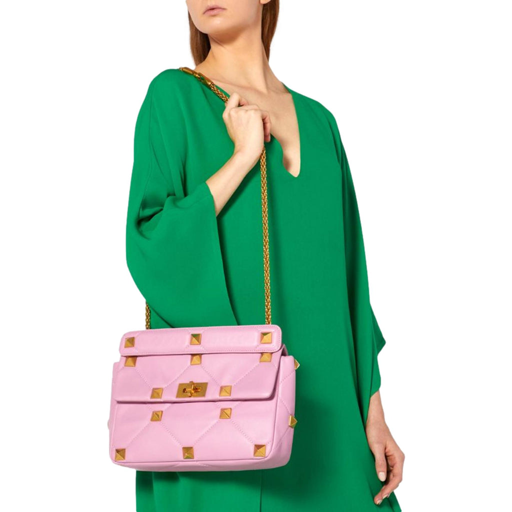 Valentino Garavani Roman Stud Pink Leather Large Crossbody Bag – Queen Bee  of Beverly Hills