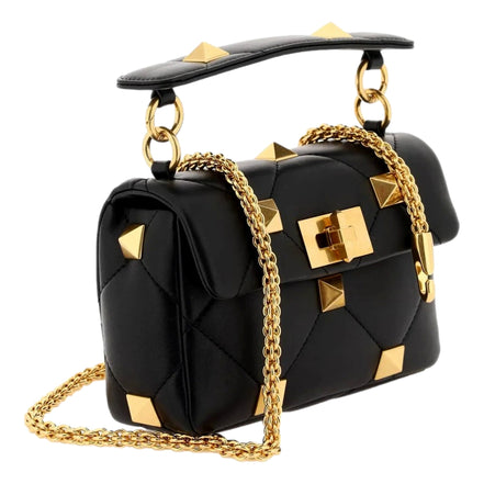 Valentino Garavani Roman Stud Small Crossbody Bag Black Nappa Leather available at Queen Bee of Beverly Hills