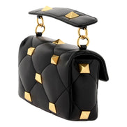 Valentino Garavani Roman Stud Small Crossbody Bag Black Nappa Leather available at Queen Bee of Beverly Hills