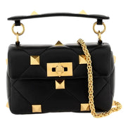 Valentino Garavani Roman Stud Small Crossbody Bag Black Nappa Leather available at Queen Bee of Beverly Hills