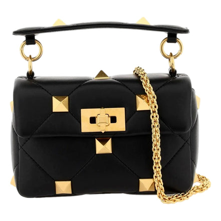 Valentino Garavani Roman Stud Small Crossbody Bag Black Nappa Leather available at Queen Bee of Beverly Hills