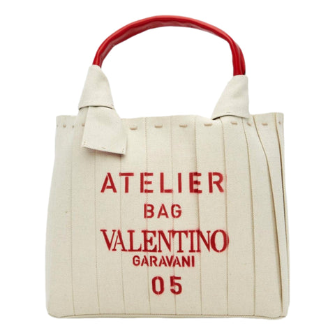 Valentino Garavani 05 Plisse Edition Sac Atelier Canvas Crossbody Tote Bag