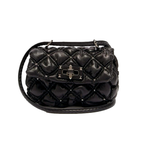 Valentino Garavani Spike Me Black Leather Crossbody Bag Small at_Queen_Bee_of_Beverly_Hills