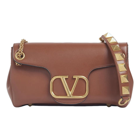 Valentino Garavani Roman Stud Brown Leather Medium Crossbody Bag – Queen  Bee of Beverly Hills