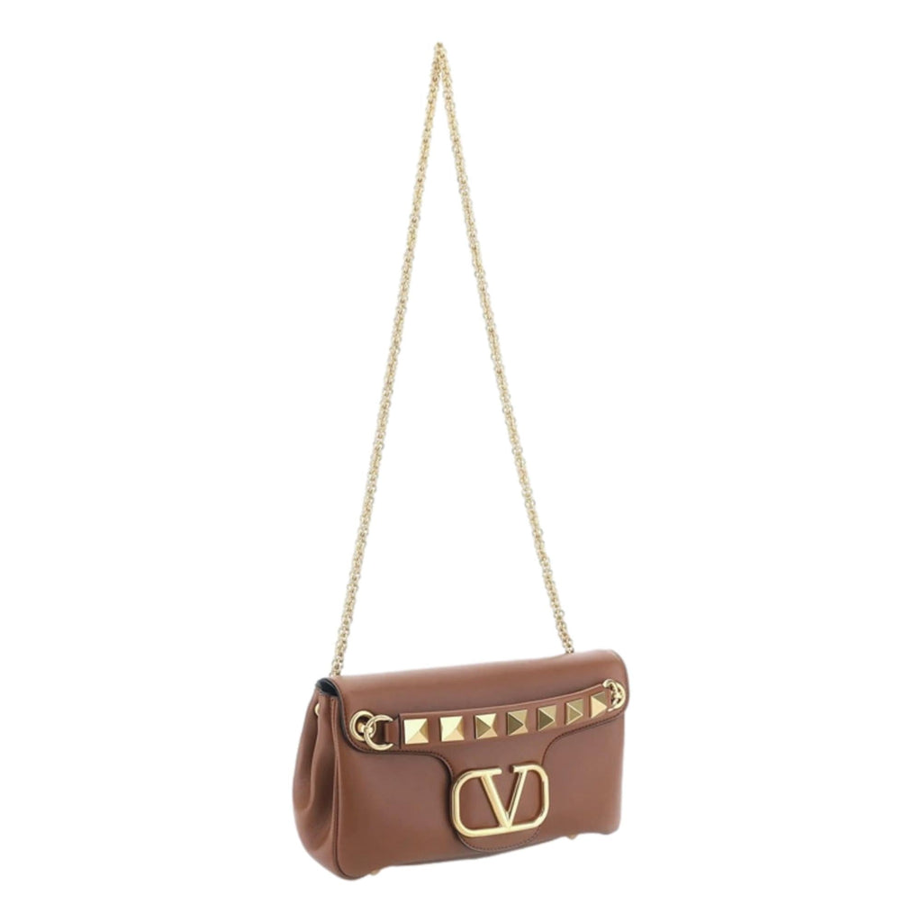 Valentino Garavani Stud Sign V Logo Brown Crossbody Bag – Queen