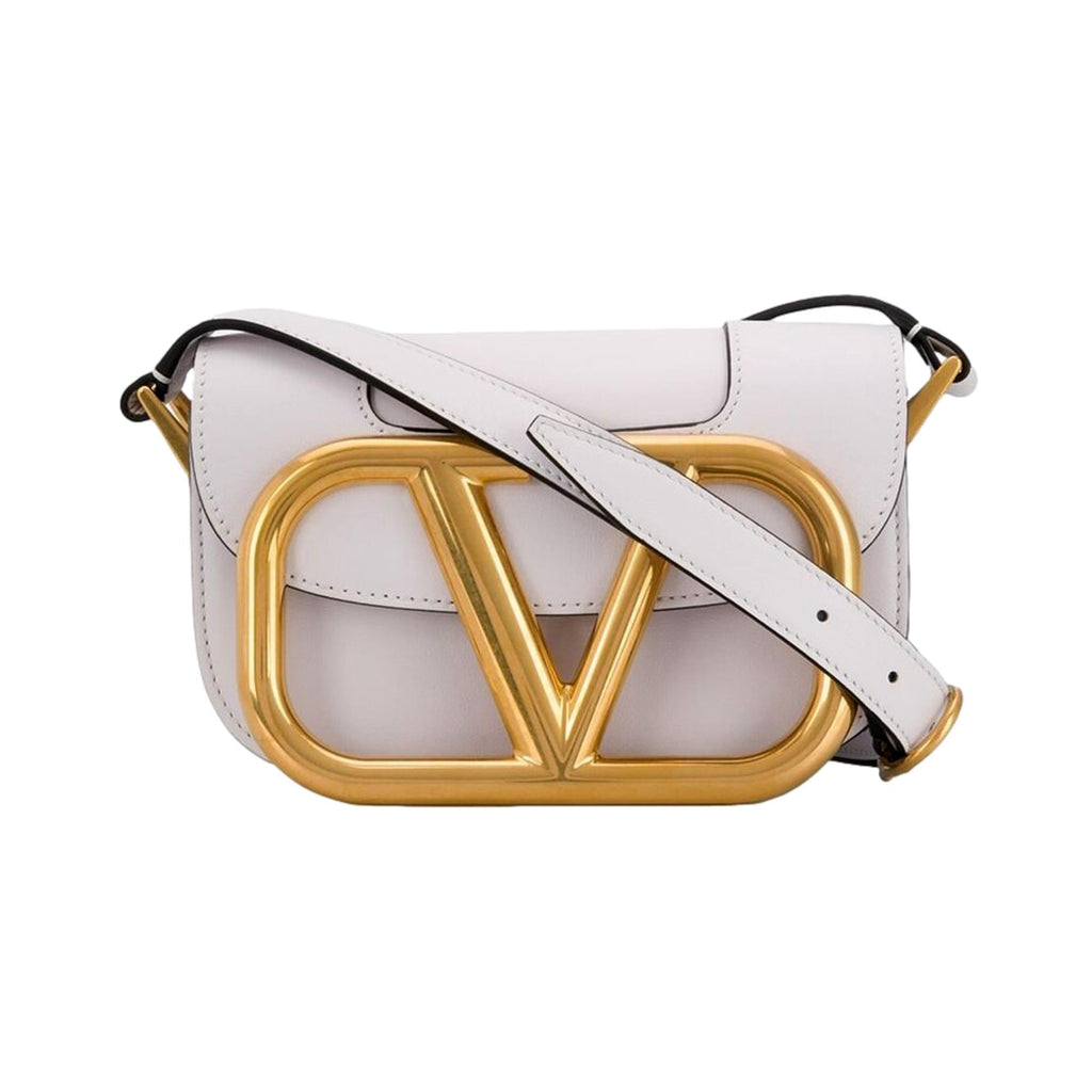 Valentino Garavani Supervee Ivory Leather Small Crossbody Bag