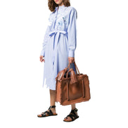 Valentino Garavani The Rope Large Fringe Brown Leather Tote Bag available at Queen Bee of Beverly Hills