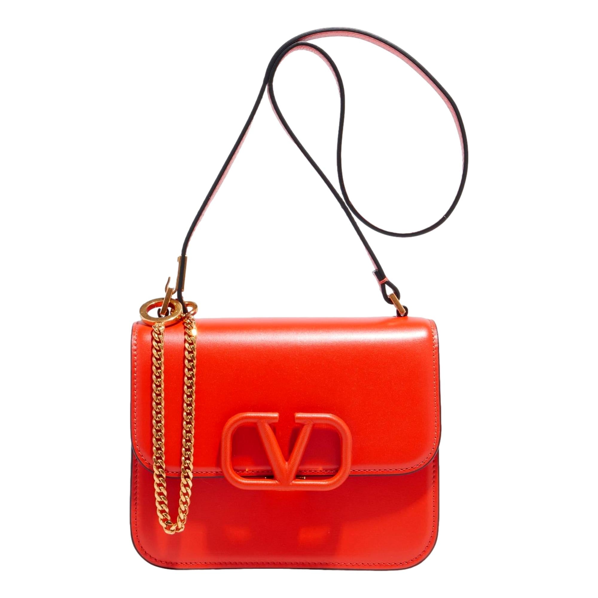 Valentino Garavani VSling 2 Way Orange Leather Crossbody Bag
