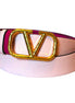 Valentino Garavani VLogo Reversible Belt Size 85 Pink Pebbled Leather available at Queen Bee of Beverly Hills