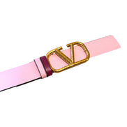 Valentino Garavani VLogo Reversible Belt Size 85 Pink Pebbled Leather available at Queen Bee of Beverly Hills