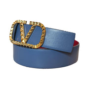 Valentino Garavani VLogo Stud Reversible Belt Size 95 Gray Red Leather available at Queen Bee of Beverly Hills