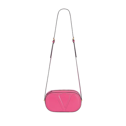 Valentino Garavani VLogo Walk Crossbody Bag Pink Calf Leather Medium available at Queen Bee of Beverly Hills