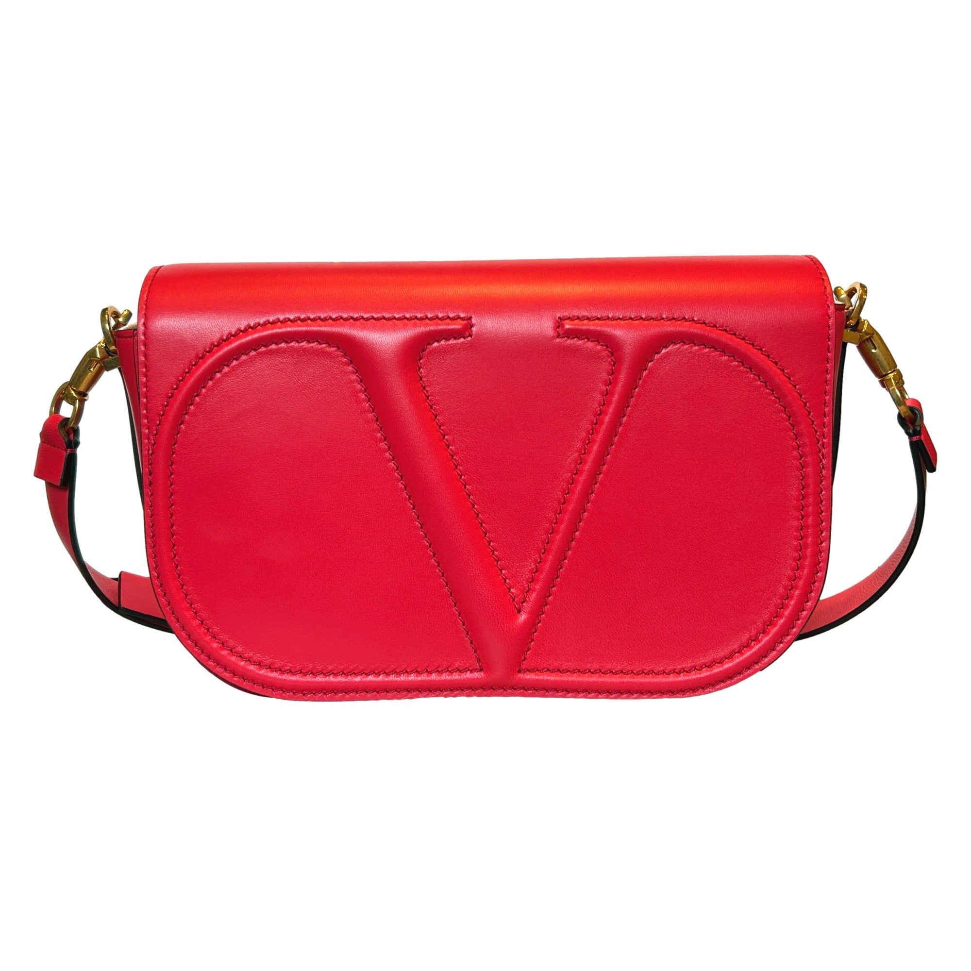 Valentino Garavani VLogo Walk Large Crossbody Bag Red Calf Leather available at Queen Bee of Beverly Hills