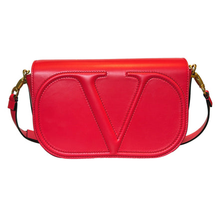 Valentino Garavani VLogo Walk Large Crossbody Bag Red Calf Leather available at Queen Bee of Beverly Hills